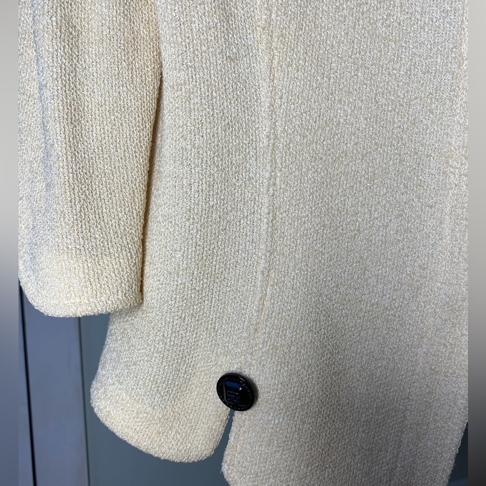 St John Collection Knit Yellow 3/4 Sleeve Blazer Zipper Closure Size 12 - Picture 5 of 12